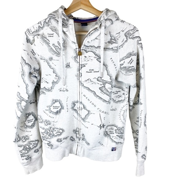 TNA Aritzia Pacific Map Zip Front Hoodie Gray - Picture 2 of 6